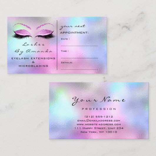 Aanwijzingskaart Makeup Artist Roos Roze as Afsprakenkaartje (Voorkant / Achterkant)