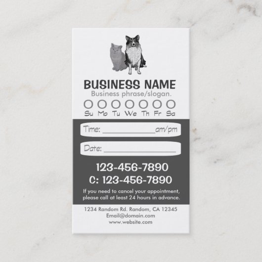 Aanwijzingskaarten voor kattenhonden afsprakenkaartje (Voorkant)