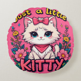 Aanwinnelijke Illustratie van Witte Kitten Rond Kussen