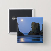 Aanzet, Bandon Beach, Oregon. Vierkante Button 5,1 Cm (Voorkant /achterkant)