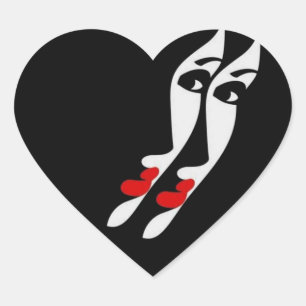 Aanzicht van de spiegel van een persoon hart sticker