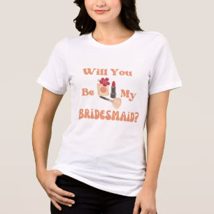 aanzoek bruidsmeisje retro oranje leuk chic Tri-Blend shirt