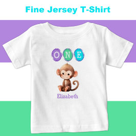 Aap 1e Verjaardag één met naam paarse