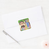 Aap 1e verjaardagsfeestje vierkante sticker (Envelop)