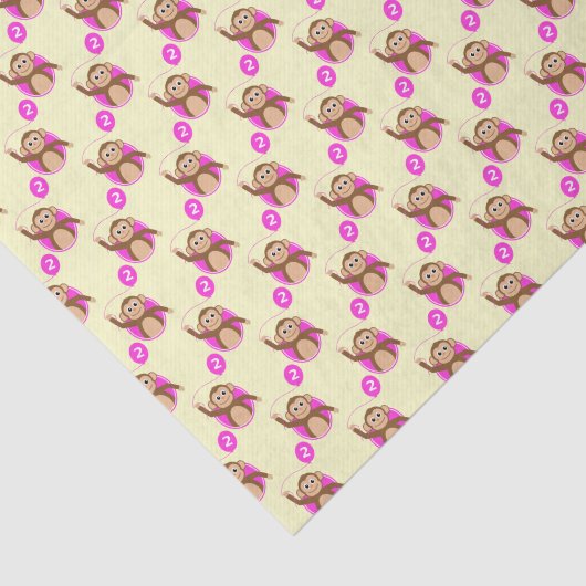 Aap 2 jaar oude roze crème tissuepapier (Detail)