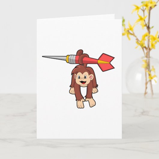 Aap aan het darten met pijl kaart (Gele Bloem)