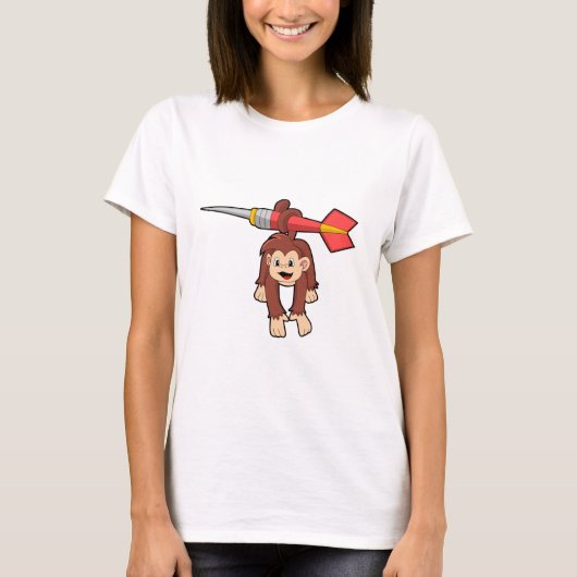 Aap aan het darten met pijl t-shirt (Voorkant)