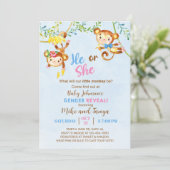 Aap, aap en geslacht onthullen uitnodiging. kaart (Staand voorkant)