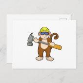 Aap als ambachtsman met hamer briefkaart (Voorkant / Achterkant)