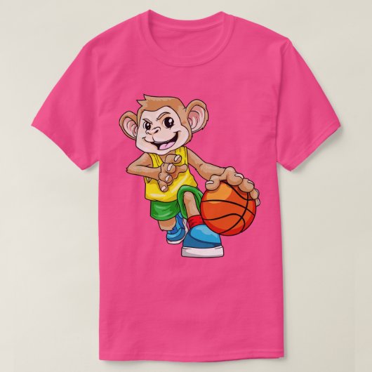 Aap als basketballer met basketbal 2 t-shirt (Design voorkant)