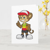 Aap als basketballer met basketbal kaart (Gele Bloem)