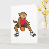 Aap als basketballer met basketbal kaart (Gele Bloem)