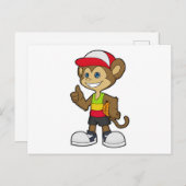 Aap als basketballspeler met basketbal briefkaart (Voorkant / Achterkant)