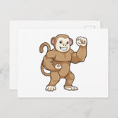 Aap als bodybuilder bij bodybuilding briefkaart (Voorkant / Achterkant)