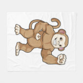 Aap als bodybuilder bij bodybuilding fleece deken (Voorkant (Horizontaal))