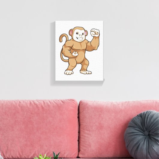 aap als Bodybuilder in Bodybuilding Canvas Afdruk (Insitu (Woonkamer))