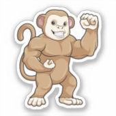 aap als Bodybuilder in Bodybuilding Sticker (Voorkant)