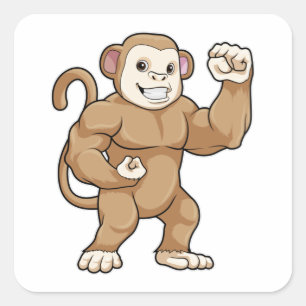 aap als Bodybuilder in Bodybuilding Vierkante Sticker
