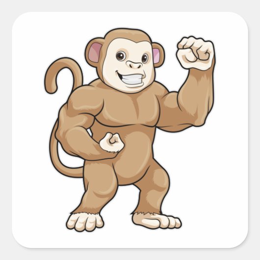 aap als Bodybuilder in Bodybuilding Vierkante Sticker (Voorkant)