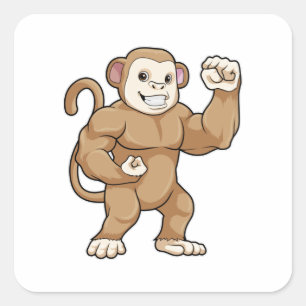 aap als Bodybuilder in Bodybuilding Vierkante Sticker