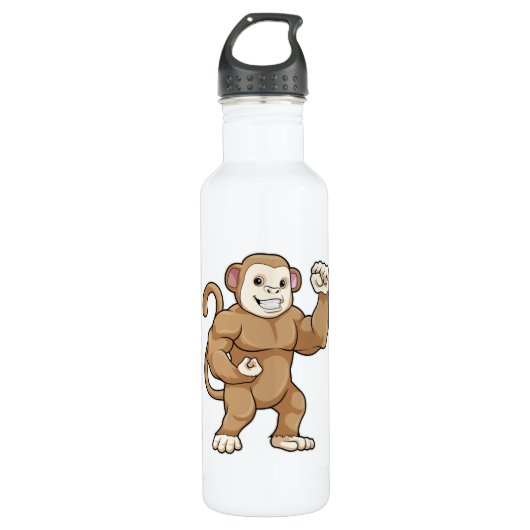 aap als Bodybuilder in Bodybuilding Waterfles (Voorkant)