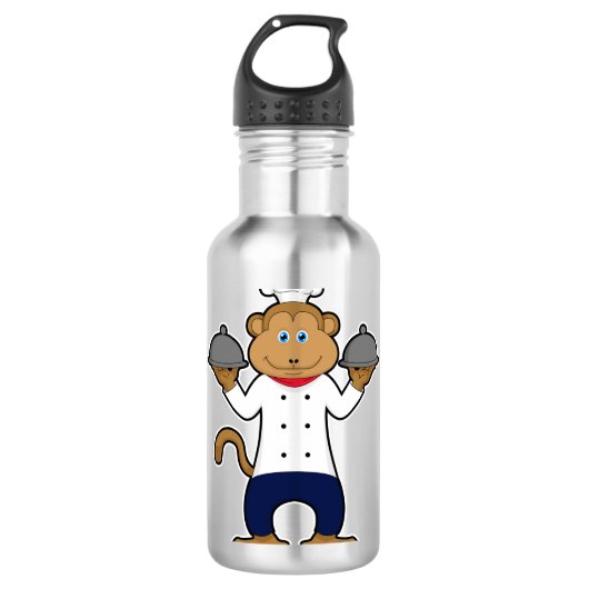 aap als Cook met Servische borden Waterfles (Voorkant)