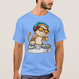 Aap als DJ met Hoofdtelefoon Mixing desk T-shirt