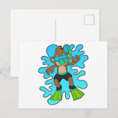 aap als duiker met Snorkel Briefkaart (Voorkant / Achterkant)