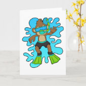 Aap als duiker met snorkel kaart (Gele Bloem)