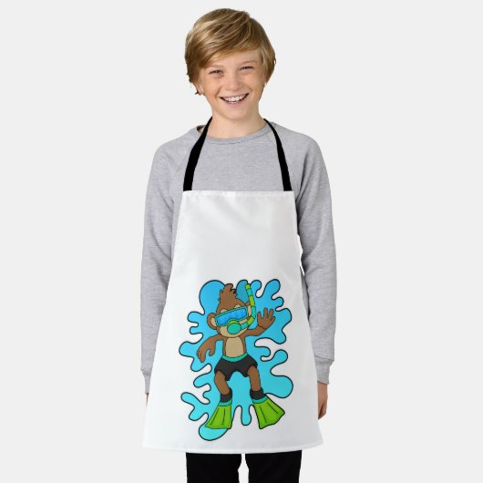 aap als duiker met Snorkel Schort (Gedragen)