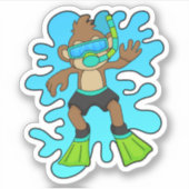 aap als duiker met Snorkel Sticker (Voorkant)
