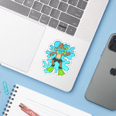 aap als duiker met Snorkel Sticker (Laptop met iPhone)