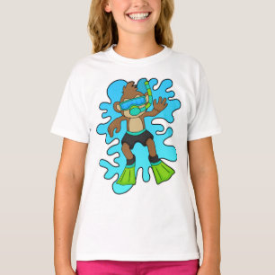 aap als duiker met Snorkel T-shirt