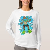aap als duiker met Snorkel T-shirt (Voorkant)