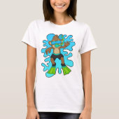 aap als duiker met Snorkel T-shirt (Voorkant)