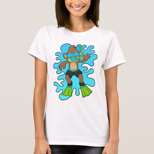 aap als duiker met Snorkel T-shirt (Voorkant)