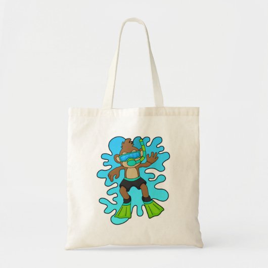 aap als duiker met Snorkel Tote Bag (Voorkant)