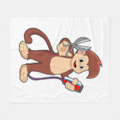 aap als hairdresser met schaar & schaar fleece deken (Voorkant (Horizontaal))