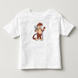 aap als hairdresser met schaar & schaar kinder shirts