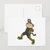 Aap als handbalspeler met handbal briefkaart (Voorkant / Achterkant)