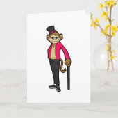 Aap als heer met hoed & wandelstok kaart (Gele Bloem)