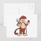 Aap als kapper met schaar & scheermes briefkaart (Voorkant / Achterkant)
