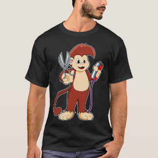 Aap als Kapper met Schaar Scheermes T-shirt