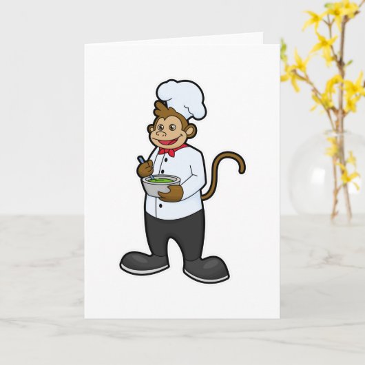 Aap als kok met kom kaart (Gele Bloem)