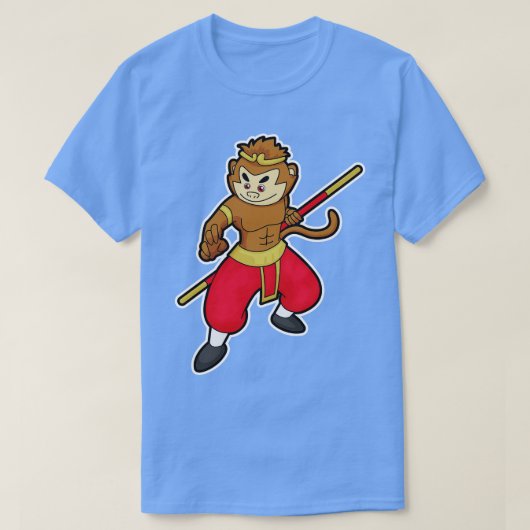 Aap als krijger met stafhoofd t-shirt (Design voorkant)