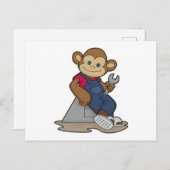 aap als Mechanisch met moersleutel Briefkaart (Voorkant / Achterkant)