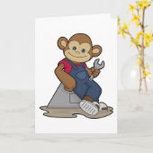 aap als Mechanisch met moersleutel Kaart (Gele Bloem)