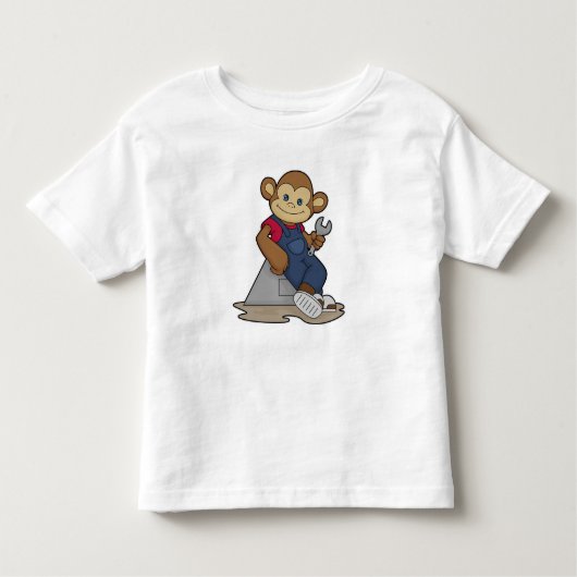 aap als Mechanisch met moersleutel Kinder Shirts (Voorkant)