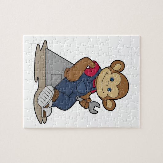 aap als Mechanisch met moersleutel Legpuzzel (Horizontaal)