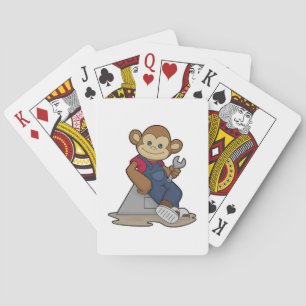 aap als Mechanisch met moersleutel Pokerkaarten